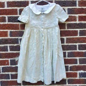 Vintage girl's 5 Katie & Co sailor Peter Pan collar button down linen dress